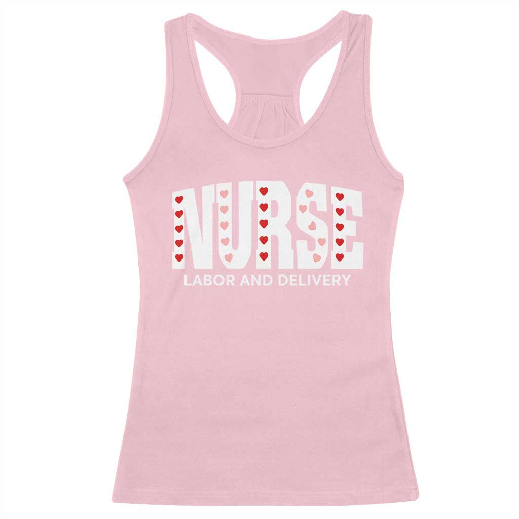 Nurse Labor and Delivery Racerback Tank Top L&D Maternity Nursing Baby Delivery Valentines Day Heart TS10 Light Pink Print Your Wear