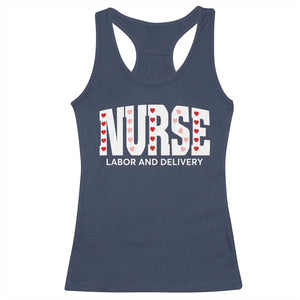 Nurse Labor and Delivery Racerback Tank Top L&D Maternity Nursing Baby Delivery Valentines Day Heart TS10 Navy Print Your Wear