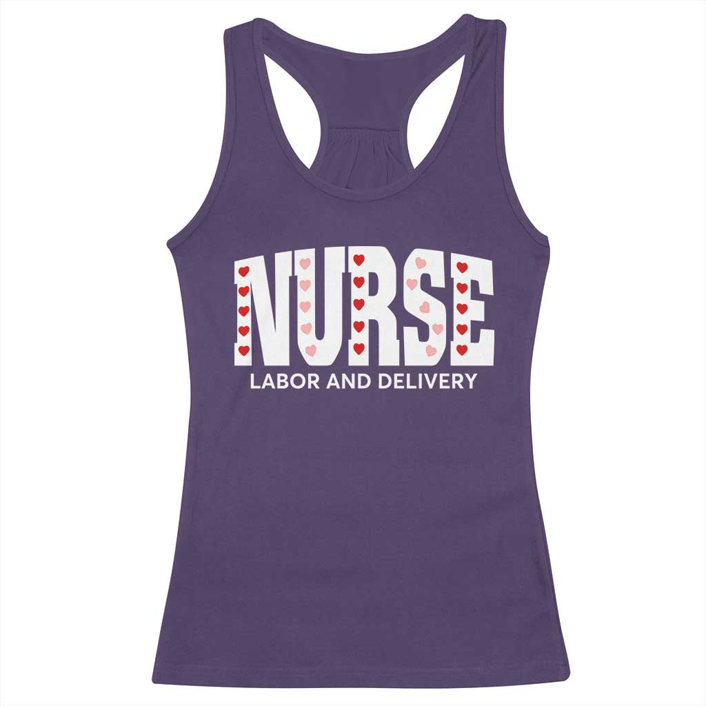 Nurse Labor and Delivery Racerback Tank Top L&D Maternity Nursing Baby Delivery Valentines Day Heart TS10 Purple Print Your Wear