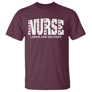 Nurse Labor and Delivery T Shirt L&D Maternity Nursing Baby Delivery Valentines Day Heart TS10 Maroon Print Your Wear