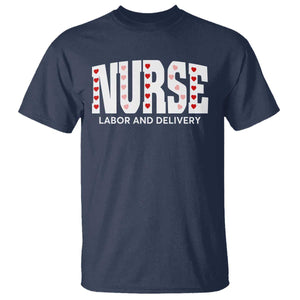 Nurse Labor and Delivery T Shirt L&D Maternity Nursing Baby Delivery Valentines Day Heart TS10 Navy Print Your Wear