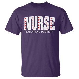 Nurse Labor and Delivery T Shirt L&D Maternity Nursing Baby Delivery Valentines Day Heart TS10 Purple Print Your Wear