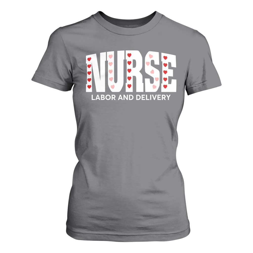 Nurse Labor and Delivery T Shirt For Women L&D Maternity Nursing Baby Delivery Valentines Day Heart TS10 Charcoal Print Your Wear