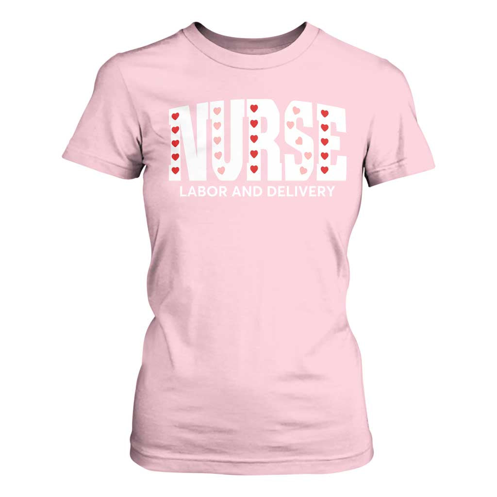 Nurse Labor and Delivery T Shirt For Women L&D Maternity Nursing Baby Delivery Valentines Day Heart TS10 Light Pink Print Your Wear