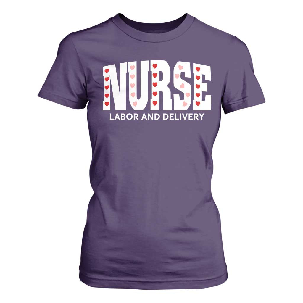 Nurse Labor and Delivery T Shirt For Women L&D Maternity Nursing Baby Delivery Valentines Day Heart TS10 Purple Print Your Wear