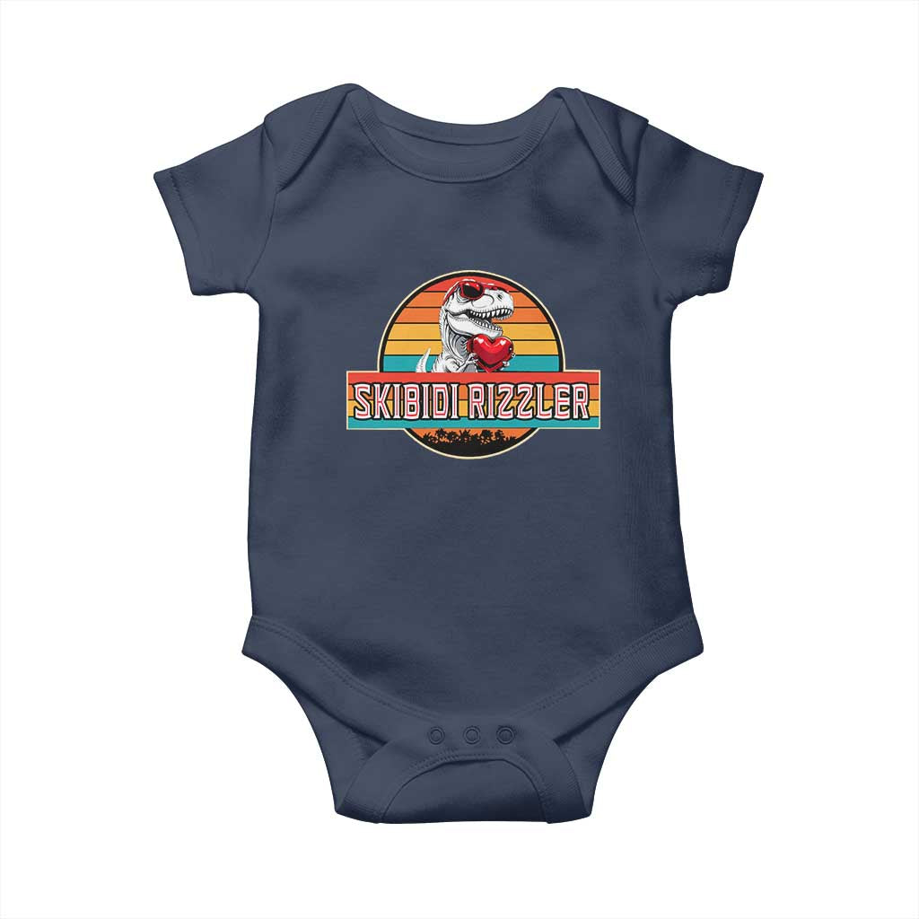 Vintage Valentines Dinosaur Baby Onesie Funny Dino Meme Skibidi Rizzler TS10 Navy Print Your Wear