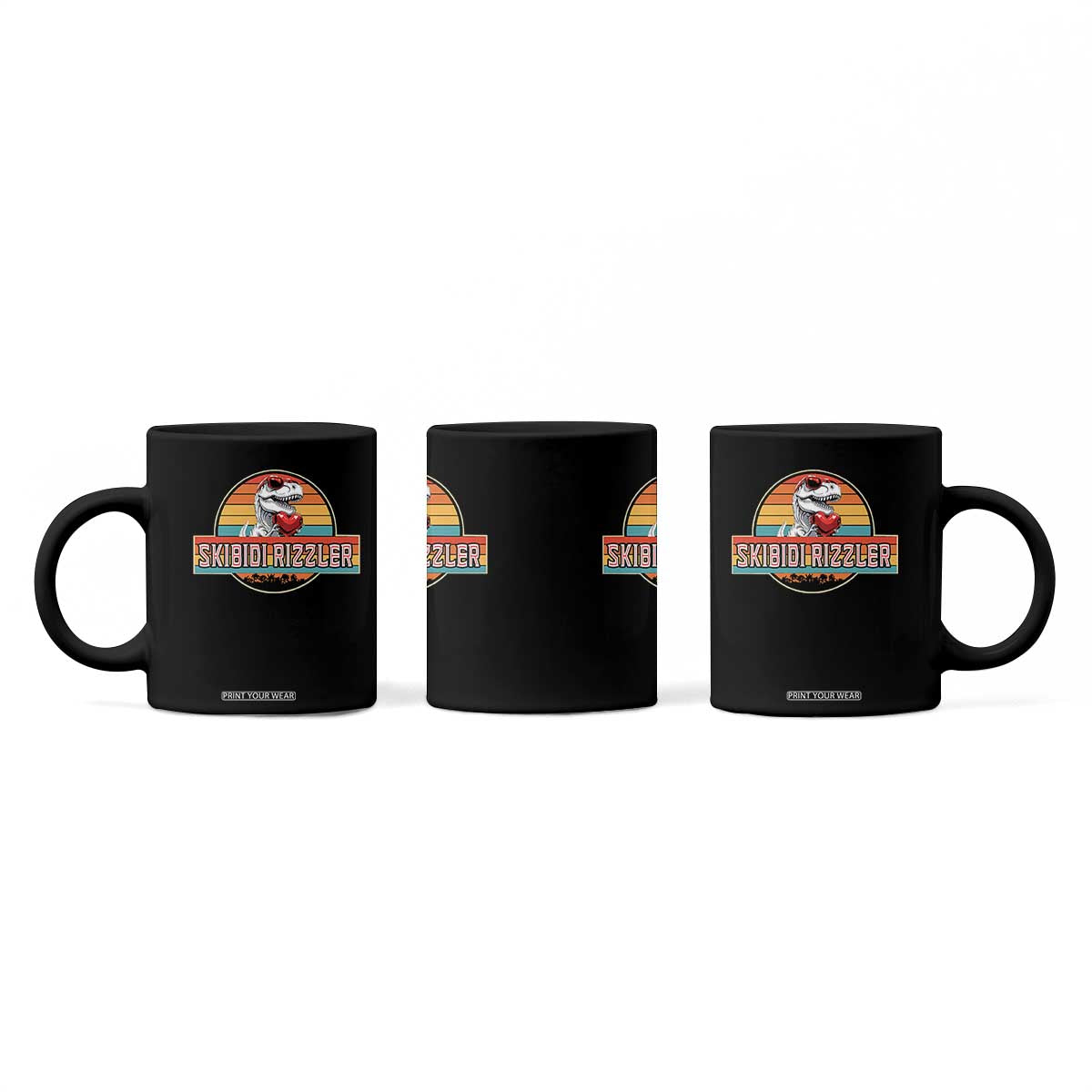 Vintage Valentines Dinosaur Coffee Mug Funny Dino Meme Skibidi Rizzler TS10 Print Your Wear