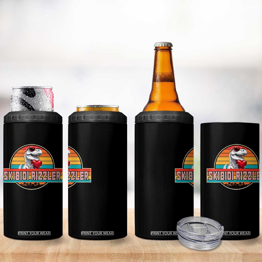 Vintage Valentines Dinosaur 4 in 1 Can Cooler Tumbler Funny Dino Meme Skibidi Rizzler TS10 Print Your Wear