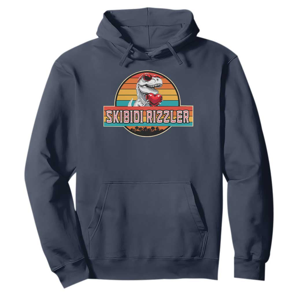 Vintage Valentines Dinosaur Hoodie Funny Dino Meme Skibidi Rizzler TS10 Navy Print Your Wear