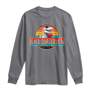 Vintage Valentines Dinosaur Long Sleeve Shirt Funny Dino Meme Skibidi Rizzler TS10 Charcoal Print Your Wear