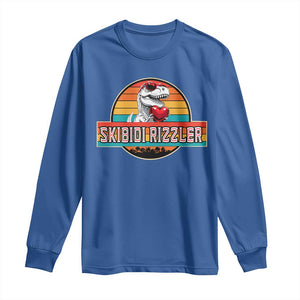 Vintage Valentines Dinosaur Long Sleeve Shirt Funny Dino Meme Skibidi Rizzler TS10 Royal Blue Print Your Wear