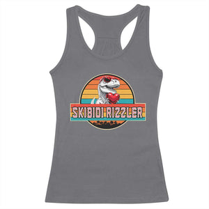 Vintage Valentines Dinosaur Racerback Tank Top Funny Dino Meme Skibidi Rizzler TS10 Charcoal Print Your Wear