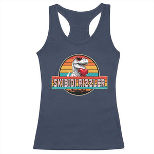 Vintage Valentines Dinosaur Racerback Tank Top Funny Dino Meme Skibidi Rizzler TS10 Navy Print Your Wear