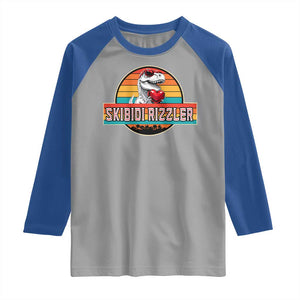Vintage Valentines Dinosaur Raglan Shirt Funny Dino Meme Skibidi Rizzler TS10 Sport Gray Royal Print Your Wear