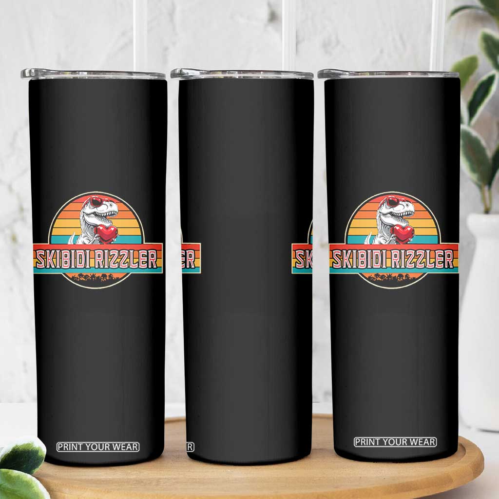 Vintage Valentines Dinosaur Skinny Tumbler Funny Dino Meme Skibidi Rizzler TS10 Print Your Wear