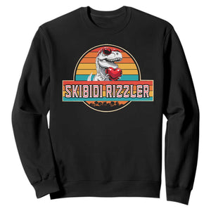 Vintage Valentines Dinosaur Sweatshirt Funny Dino Meme Skibidi Rizzler TS10 Black Print Your Wear