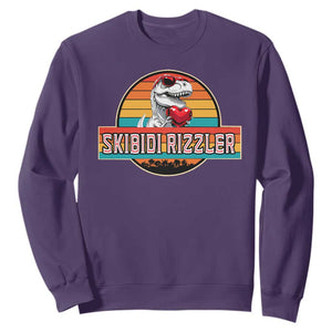 Vintage Valentines Dinosaur Sweatshirt Funny Dino Meme Skibidi Rizzler TS10 Purple Print Your Wear