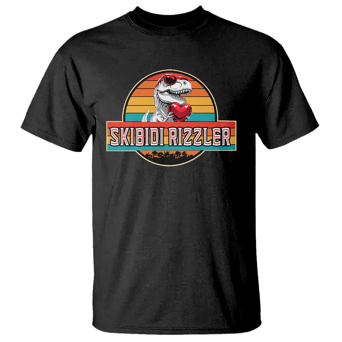 Vintage Valentines Dinosaur T Shirt Funny Dino Meme Skibidi Rizzler TS10 Black Print Your Wear