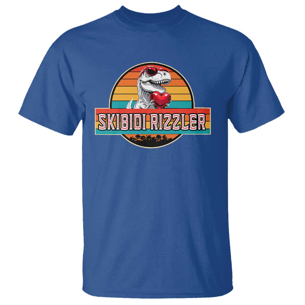 Vintage Valentines Dinosaur T Shirt Funny Dino Meme Skibidi Rizzler TS10 Royal Blue Print Your Wear