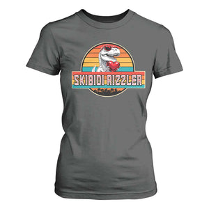 Vintage Valentines Dinosaur T Shirt For Women Funny Dino Meme Skibidi Rizzler TS10 Dark Heather Print Your Wear