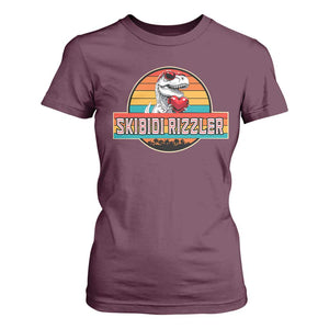 Vintage Valentines Dinosaur T Shirt For Women Funny Dino Meme Skibidi Rizzler TS10 Maroon Print Your Wear