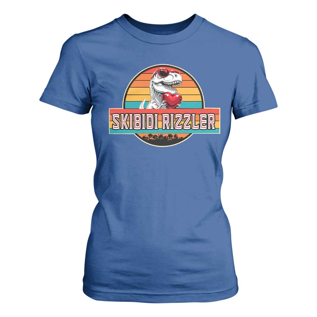 Vintage Valentines Dinosaur T Shirt For Women Funny Dino Meme Skibidi Rizzler TS10 Royal Blue Print Your Wear