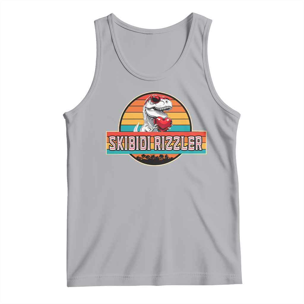 Vintage Valentines Dinosaur Tank Top Funny Dino Meme Skibidi Rizzler TS10 Athletic Heather Print Your Wear