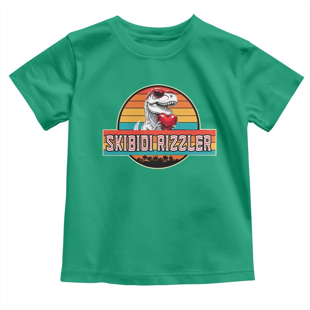 Vintage Valentines Dinosaur Toddler T Shirt Funny Dino Meme Skibidi Rizzler TS10 Irish Green Print Your Wear