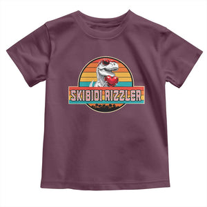 Vintage Valentines Dinosaur Toddler T Shirt Funny Dino Meme Skibidi Rizzler TS10 Maroon Print Your Wear