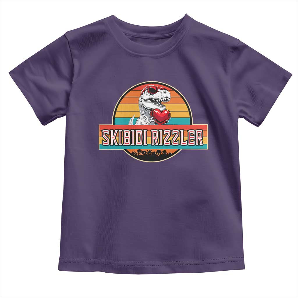 Vintage Valentines Dinosaur Toddler T Shirt Funny Dino Meme Skibidi Rizzler TS10 Purple Print Your Wear
