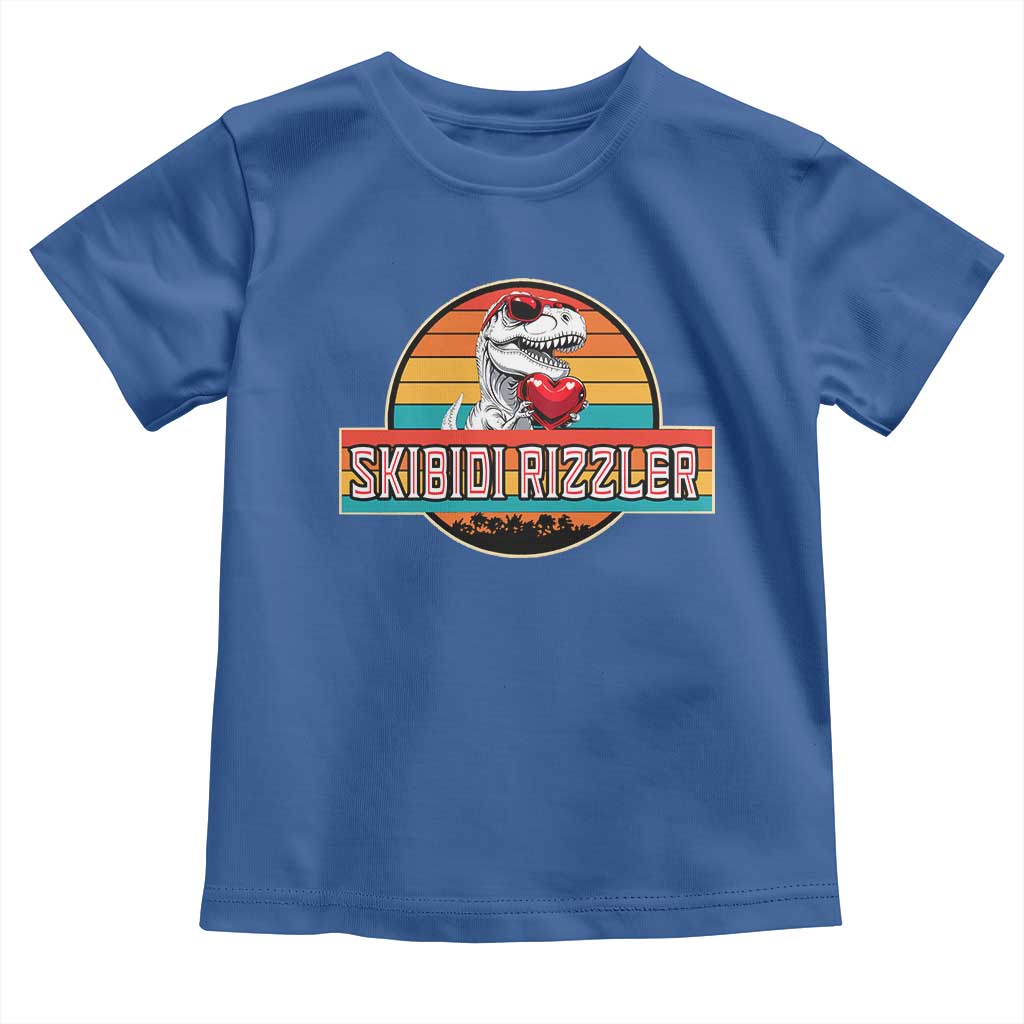 Vintage Valentines Dinosaur Toddler T Shirt Funny Dino Meme Skibidi Rizzler TS10 Royal Blue Print Your Wear