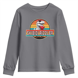 Vintage Valentines Dinosaur Youth Sweatshirt Funny Dino Meme Skibidi Rizzler TS10 Charcoal Print Your Wear