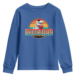 Vintage Valentines Dinosaur Youth Sweatshirt Funny Dino Meme Skibidi Rizzler TS10 Royal Blue Print Your Wear