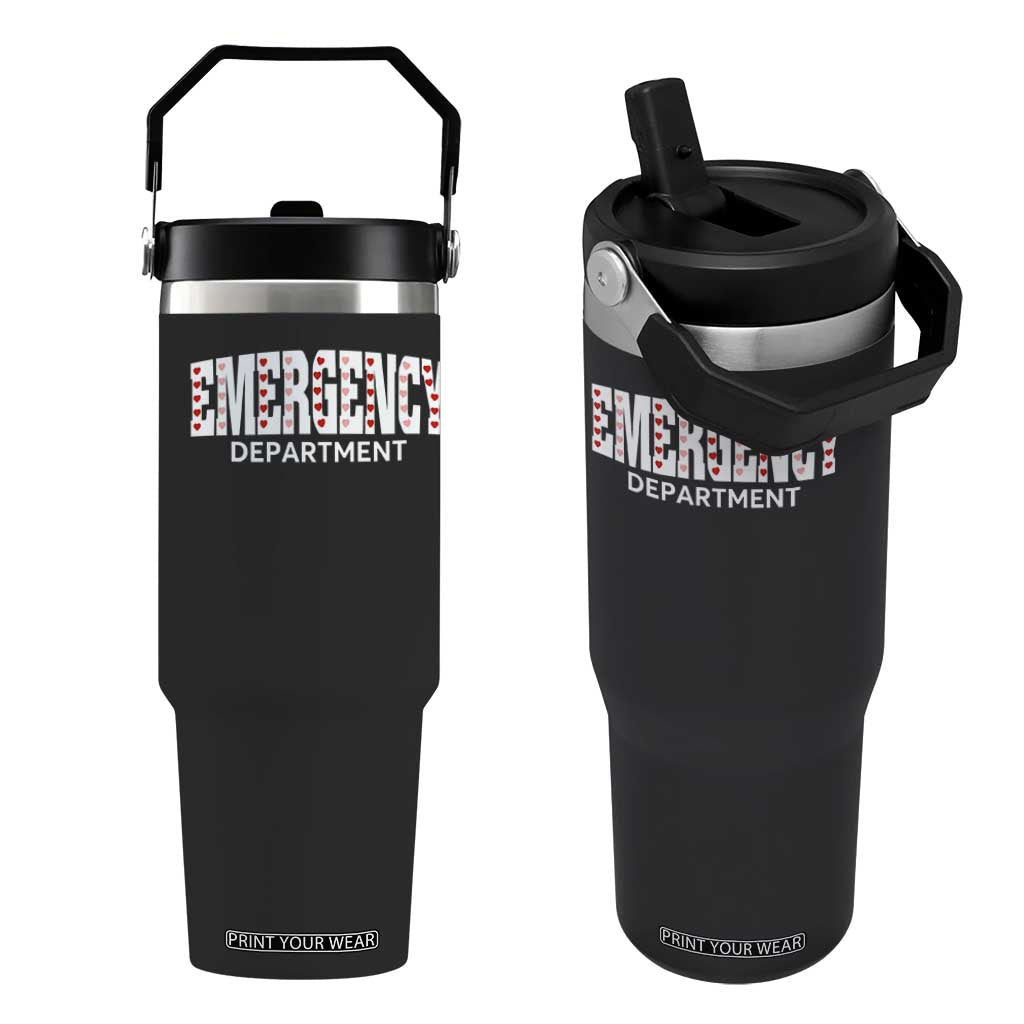 Emergency Department Flip Straw Tumbler Cute ER Nurse Gift TS10 One Size: 30 oz Black Print Your Wear