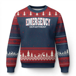 Emergency Department Ugly Christmas Sweater Cute ER Nurse Gift TS10 Navy Red Print Your Wear