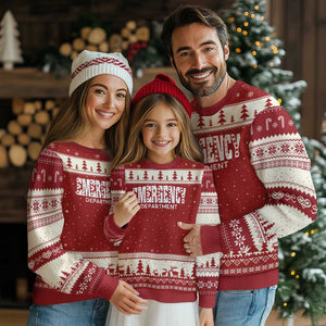 Emergency Department Ugly Christmas Sweater Cute ER Nurse Gift TS10 Red Beige Print Your Wear