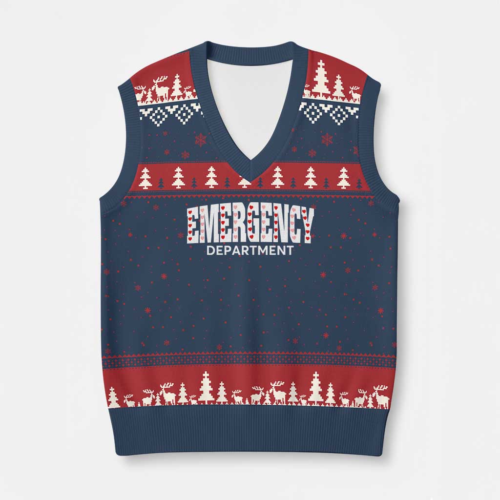 Emergency Department V-Neck Knit Sweater Vest Cute ER Nurse Gift TS10 Navy Red Print Your Wear