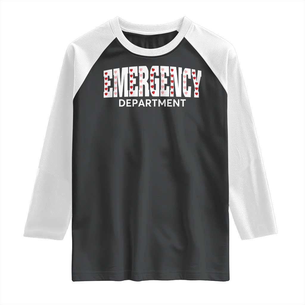 Emergency Department Raglan Shirt Cute ER Nurse Gift TS10 Black White Print Your Wear