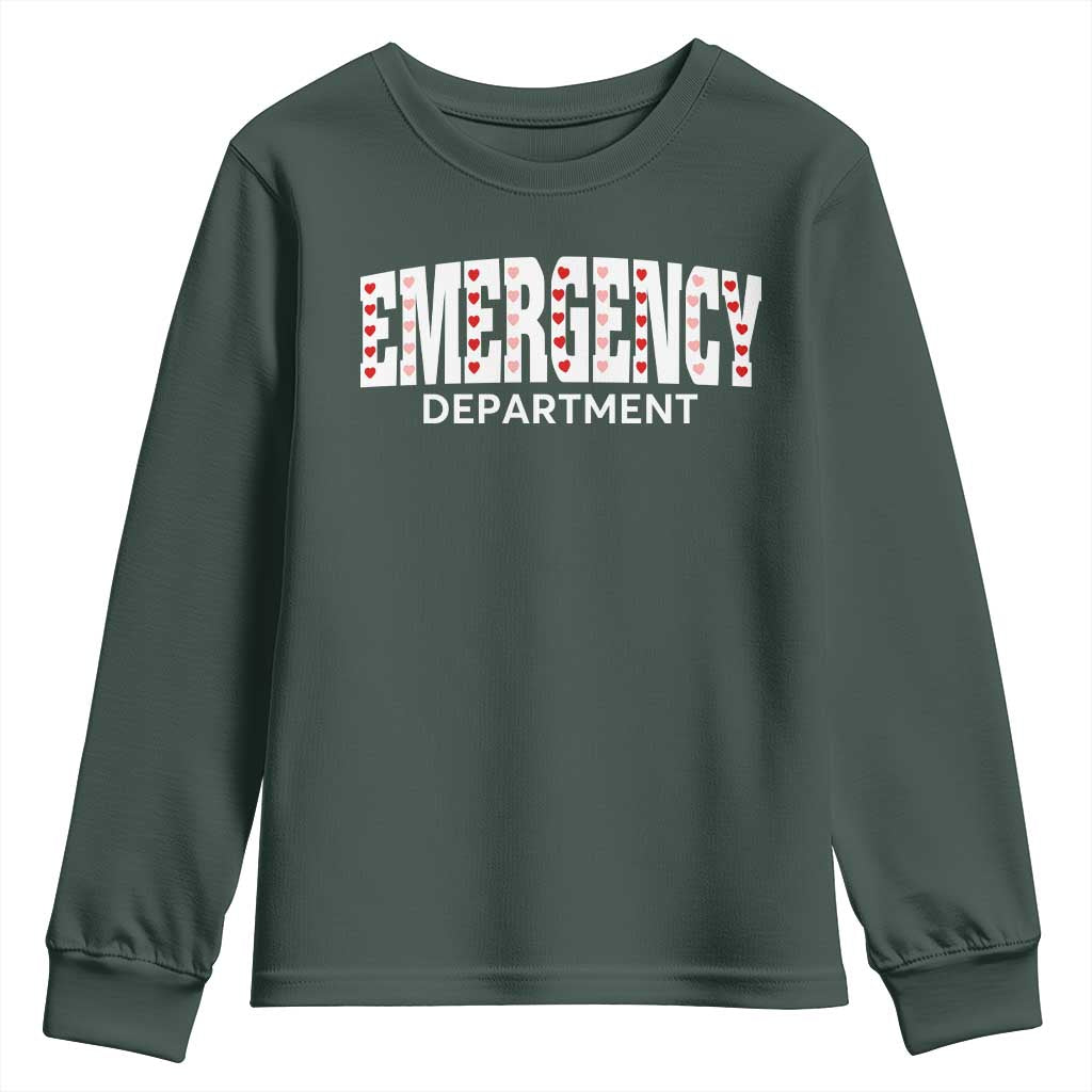 Emergency Department Youth Sweatshirt Cute ER Nurse Gift TS10 Dark Forest Green Print Your Wear