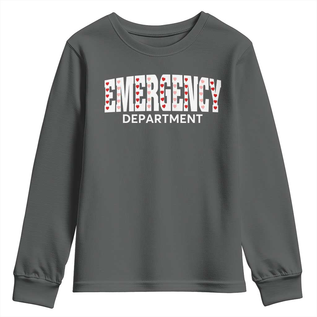 Emergency Department Youth Sweatshirt Cute ER Nurse Gift TS10 Dark Heather Print Your Wear