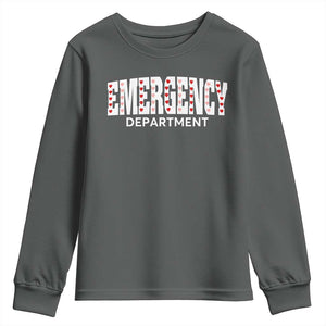 Emergency Department Youth Sweatshirt Cute ER Nurse Gift TS10 Dark Heather Print Your Wear