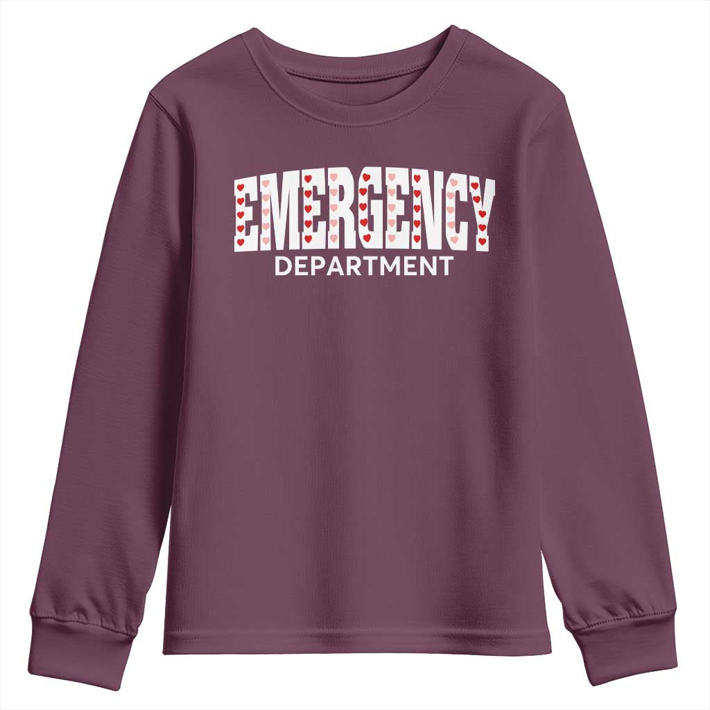 Emergency Department Youth Sweatshirt Cute ER Nurse Gift TS10 Maroon Print Your Wear