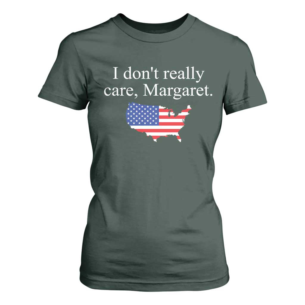 I Don't Really Care Margaret Vice President Jd Vance T Shirt For Women USA Flag TS10 Dark Forest Green Print Your Wear