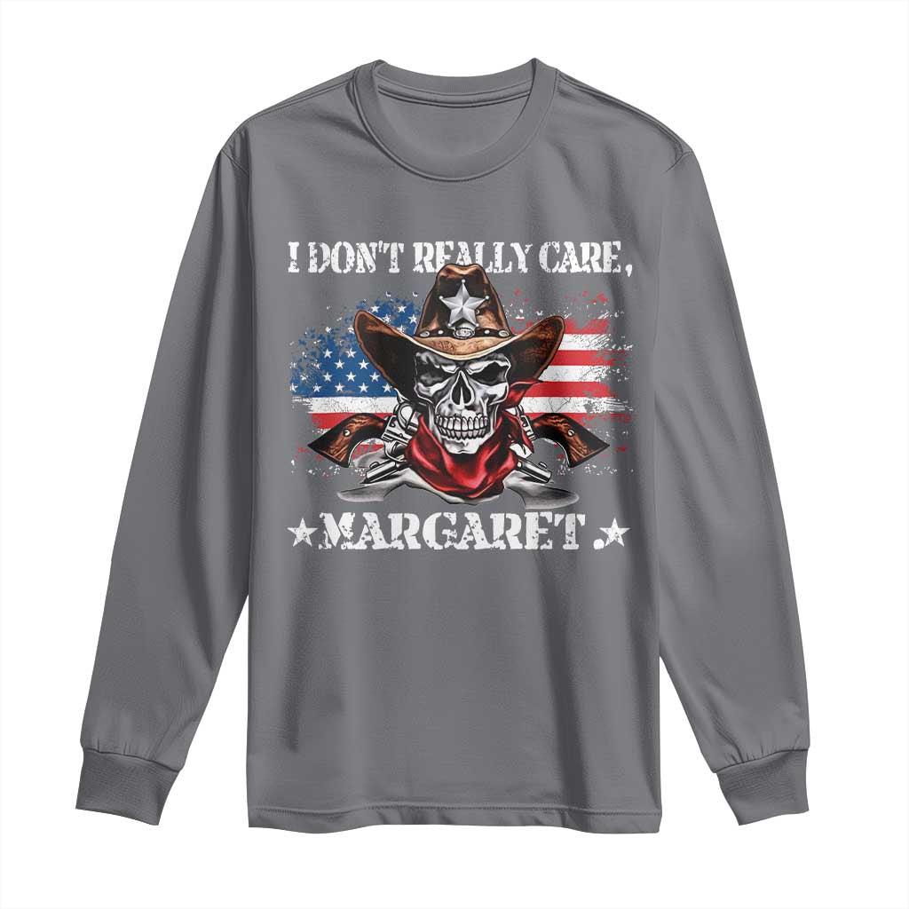 Vice President Jd Vance Long Sleeve Shirt Cowboy Skull American Flag I Don't Really Care Margaret TS10 Charcoal Print Your Wear