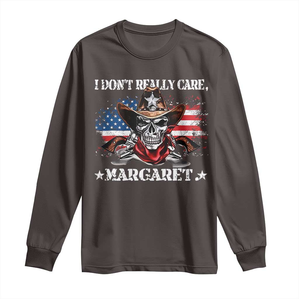 Vice President Jd Vance Long Sleeve Shirt Cowboy Skull American Flag I Don't Really Care Margaret TS10 Dark Chocolate Print Your Wear