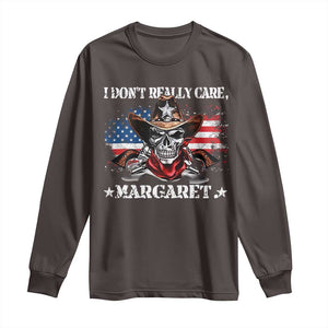 Vice President Jd Vance Long Sleeve Shirt Cowboy Skull American Flag I Don't Really Care Margaret TS10 Dark Chocolate Print Your Wear