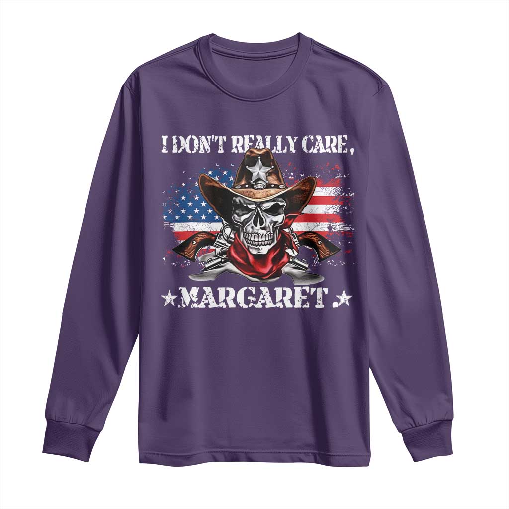 Vice President Jd Vance Long Sleeve Shirt Cowboy Skull American Flag I Don't Really Care Margaret TS10 Purple Print Your Wear