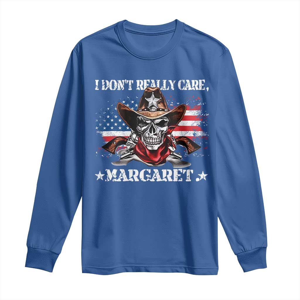 Vice President Jd Vance Long Sleeve Shirt Cowboy Skull American Flag I Don't Really Care Margaret TS10 Royal Blue Print Your Wear