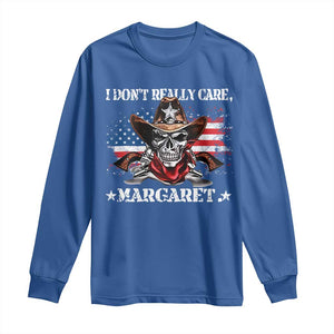 Vice President Jd Vance Long Sleeve Shirt Cowboy Skull American Flag I Don't Really Care Margaret TS10 Royal Blue Print Your Wear