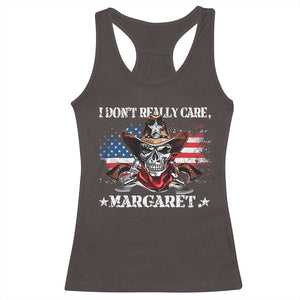Vice President Jd Vance Racerback Tank Top Cowboy Skull American Flag I Don't Really Care Margaret TS10 Dark Chocolate Print Your Wear